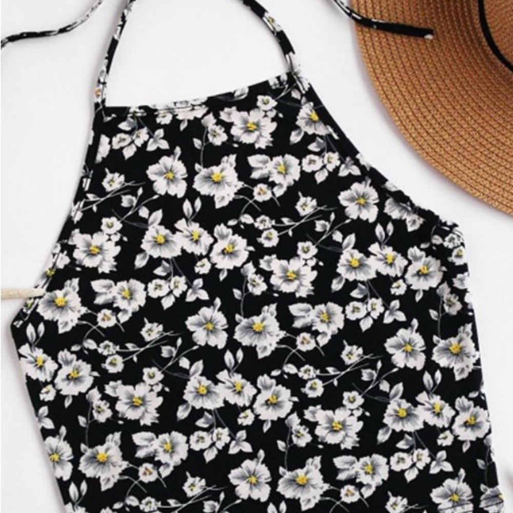 Floral Black and White Women's Top